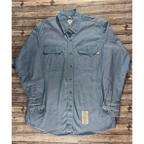 TYNDALE FR L/S Premium Button Down HRC1 Work Shirt sz M color blue NWOT made USA - Picture 1 of 7